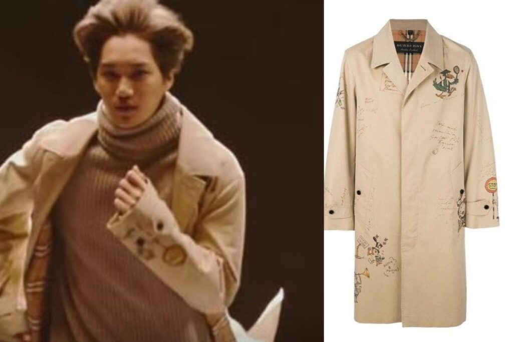 EXO's Kai Burberry Sketch Tropical Trench coat