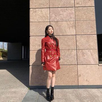 Red leather trench coat IU hotel del luna